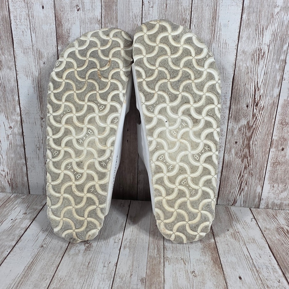 Birkenstock Arizona White Birko-Flor Sandals EU 37 US Women 6-6.5 Cork Slide - Picture 5 of 6